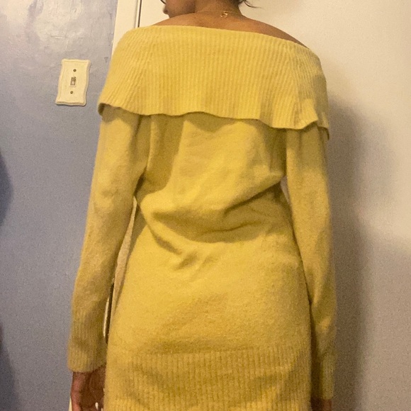 Women’s Yellow Off-The-Shoulder Sweater - Picture 2 of 3